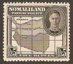 Somaliland Protectorate 1942 5r Black. SG116.
